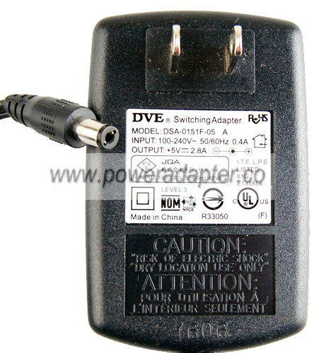 DVE DSA-0151F-05 AC SWITCHING ADAPTER 5VDC 2.8A Power Supply C