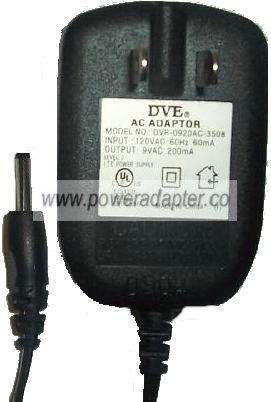 DVE DVR-0920AC-3508 AC ADAPTER 9VAC 200mA POWER SUPPLY Pin 5.5mm - Click Image to Close