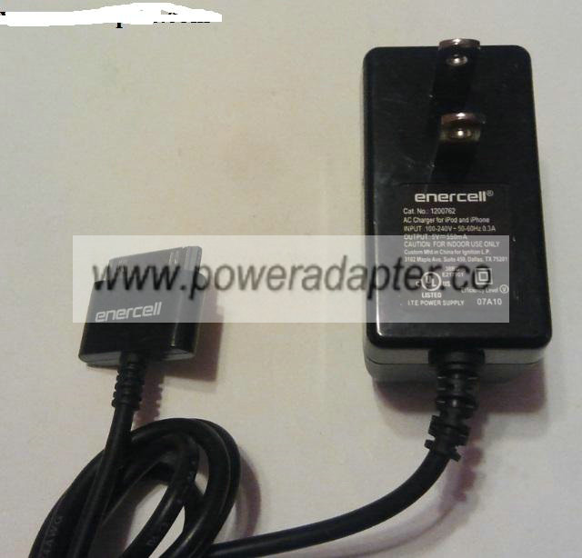 ENERCELL 1200762 AC ADAPTER 5VDC 550mA Used iPhone Connecter ITE - Click Image to Close