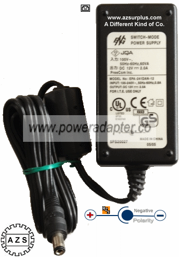 ENG EPA-241DAN-12 AC ADAPTER 12VDC 2A Used (-) 2x5.5mm 100-240 - Click Image to Close