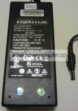 EPS F10903-0 AC ADAPTER 12VDC 6.6A NEW -( )- 2.5x5.5mm 100-240V