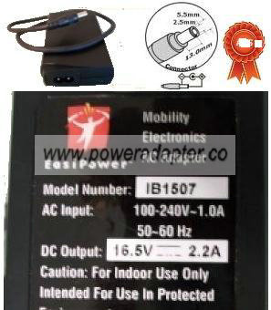 EasyPower IB1507 AC Adapter 16.5Vdc 2.2A Used Power Supply Mobil - Click Image to Close
