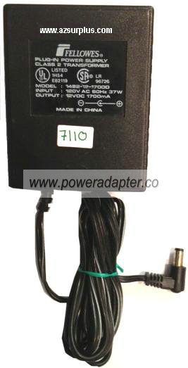 FELLOWES 1482-12-1700D AC ADAPTER 12V DC 1700mA NEW -( )- - Click Image to Close