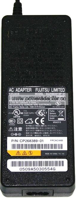 FUJITSU SQ2N80W19P-01 AC ADAPTER 19V 4.22A NEW 2.6 x 5.4 x 111. - Click Image to Close