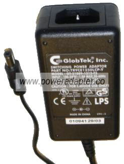 GLOBTEK GT-21089-1512-T3 AC ADAPTER 12Vdc 1.25A NEW -( )- 2.5 x - Click Image to Close