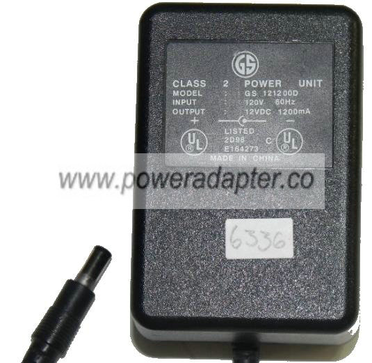 GS GS 121200D AC ADAPTER 12VDC 1200mA NEW 2.5 x 5.4 x 12mm - Click Image to Close
