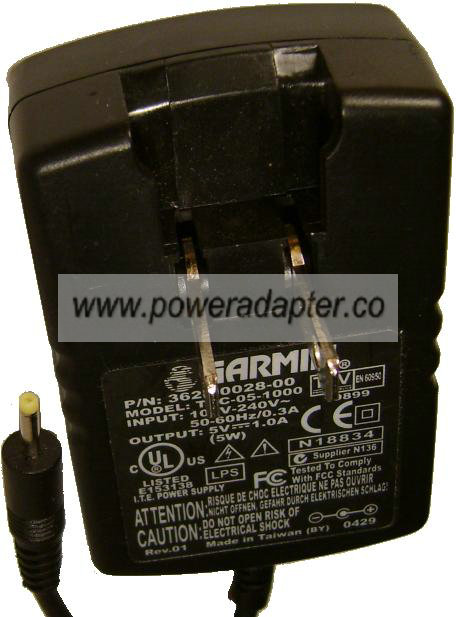 GARMIN 362-00028-00 AC DC ADAPTER 5V 1A TRC-05-1000 CHARGER 2.3m - Click Image to Close