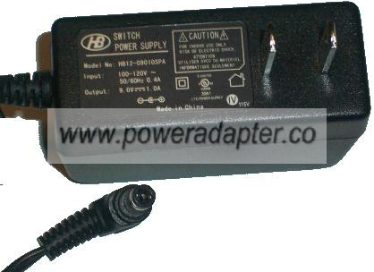HB HB12-09010SPA AC DC ADAPTER 9V 1A POWER SUPPLY - Click Image to Close