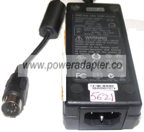 HJC HASU12FB AC ADAPTER 12VDC 5A 5Pin 13mm din POWER SUPPLY SWIT - Click Image to Close