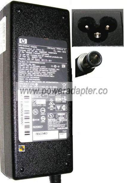 HP PA-1900-32HN AC ADAPTER 19V DC 4.74A POWER SUPPLY PPP012L-E