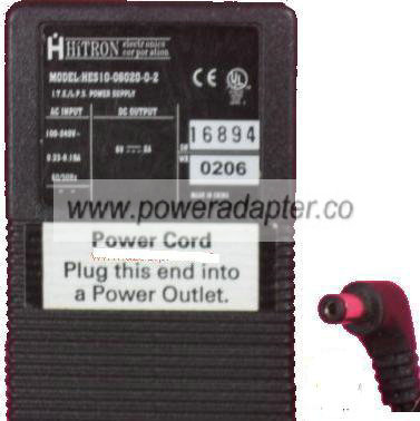 Hitron HES10-06020-0-2 AC Adapter 6VDC 2A -( ) 2x5.5mm 90 100-2 - Click Image to Close