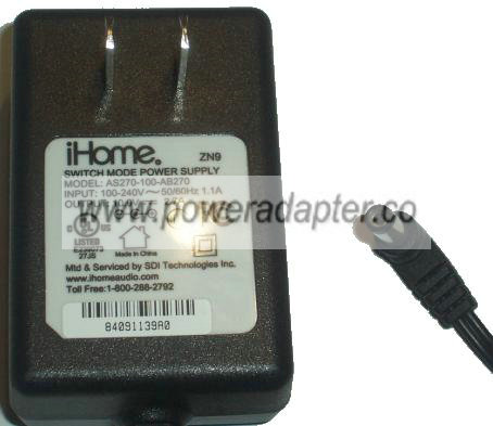 IHOME AS270-100-AB270 AC DC ADAPTER 10V 2.7A POWER SUPPLY