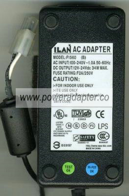 ILAN F1560(B) AC ADAPTER 12-24VDC 2A 34W POWER SUPPLY