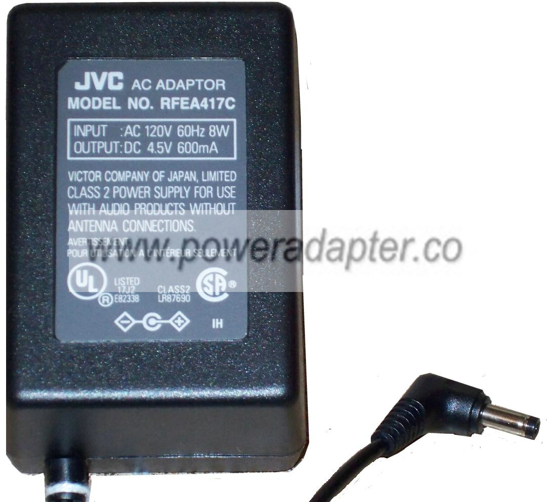 JVC RFEA417C AC ADAPTER 4.5V DC 600mA NEW 1.7 x 4 x 9.7mm STRAI - Click Image to Close