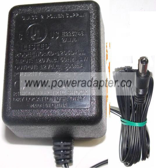 KD-1205D-UL AC ADAPTER 12VDC 500mA CLASS 2 POWER SUPPLY - Click Image to Close