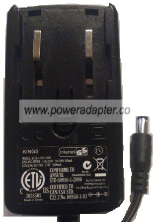 KINGS KSS15-050-3000 AC ADAPTER 5VDC 3000mA 2.2 x 5.5 x 9mm - Click Image to Close
