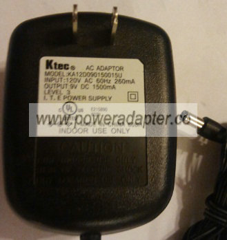 KTEC KA12D090150015U AC ADAPTER 9VDC 1500mA -( )- 2x5.5mm POWER - Click Image to Close