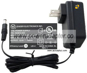 LEADER MT20-21120-A00F AC ADAPTER 12VDC 750mA POWER SUPPLY 50391