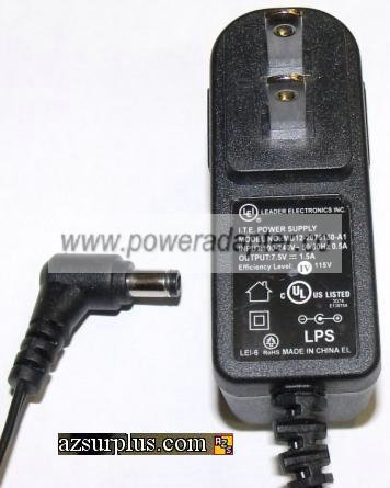 LEI MU12-2075150-A1 AC ADAPTER 7.5V 1.5A POWER SUPPLY - Click Image to Close