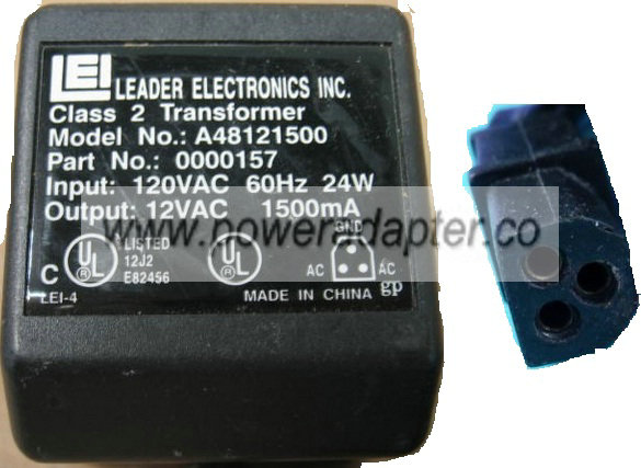 LEI A48121500 AC ADAPTER 12V 1500MA POWER SUPPLY - Click Image to Close
