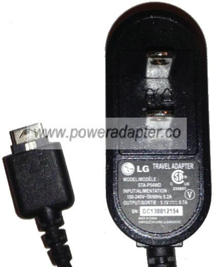LG STA-P54WD TRAVEL AC ADAPTER 5.1V DC 0.7A Used SPECIAL PHONE C - Click Image to Close