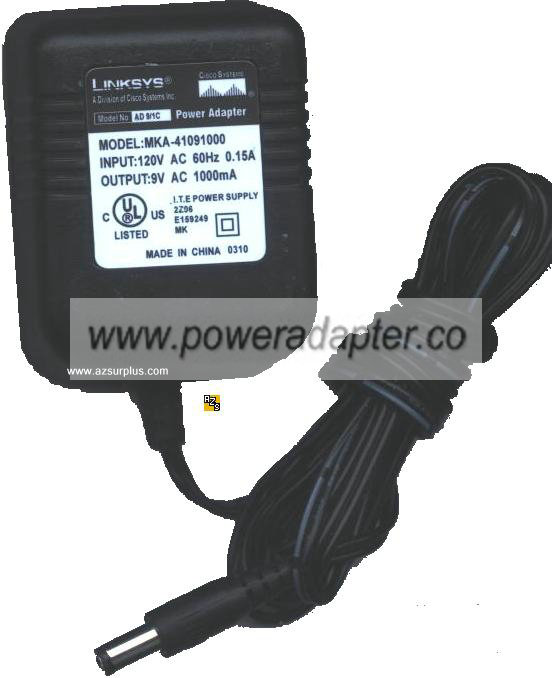 LINKSYS AD 9/1C AC ADAPTER 9VAC 1000mA 15W Linear POWER SUPPLY - Click Image to Close