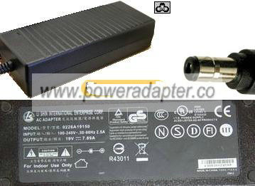 LI SHIN 0226A19150 AC ADAPTER 19VDC 7.89A -( ) 2.5x5.5mm 100-240