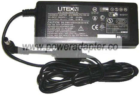 LITE-ON PA-1700-02 AC ADAPTER 19VDC 3.42A NEW 2.7x5.4x9.6mm - Click Image to Close