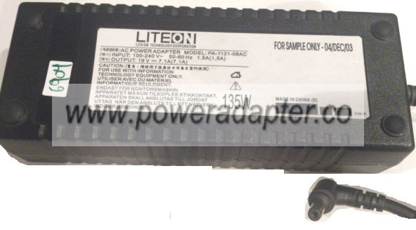 LITEON PA-1131-08AC AC ADAPTER 19VDC 7.1A -( )- 2.5x5.5mm
