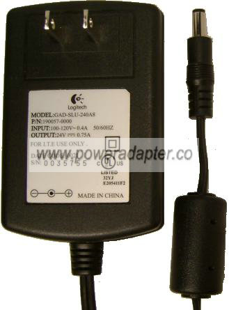Logitech GAD-SLU-240A8 AC adapter 24Vdc 0.75A -( )- 190057-1001 - Click Image to Close