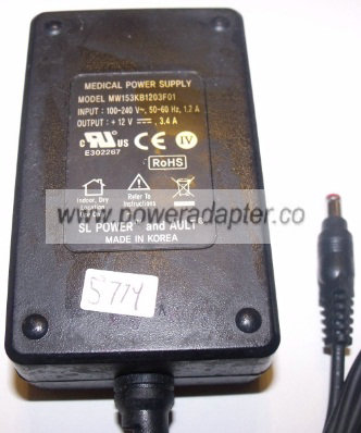 Ault MW153KB1203F01 AC ADAPTER 12VDC 3.4A -( ) NEW 2.5x5.5 100- - Click Image to Close