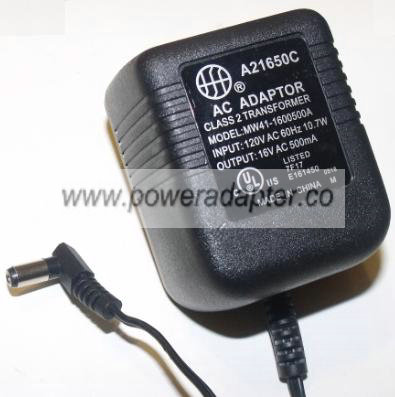 MW41-1600500A AC ADAPTER 16V AC 500mA NEW 2.4 x 5.4 x 10.1mm