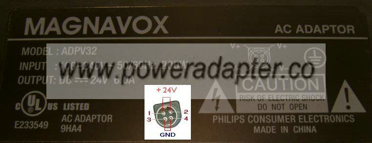 MAGNAVOX ADPV32 AC DC ADAPTER 24V 6A 200W POWER SUPPLY for LCD M