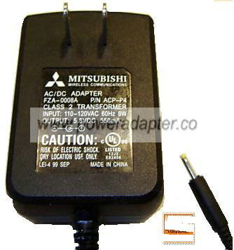 MITSUBISHI FZA-008A AC ADAPTER 5.8VDC 480mA WIRELESS COMMUNICATI - Click Image to Close