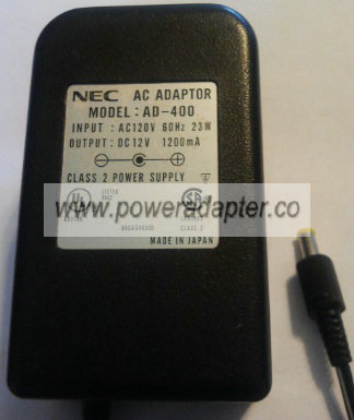 NEC AD-400 AC ADAPTER 12V DC 1200MA POWER SUPPLY CLASS 2 - Click Image to Close