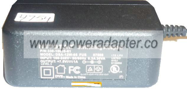 NETGEAR DSA-12W-05 FUS AC ADAPTER 330-10095-01 7.5V 1A POWER SUP - Click Image to Close