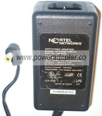 NORTEL GT-21089-1509-T3 AC ADAPTER 9V DC 1.7A POWER SUPPLY - Click Image to Close