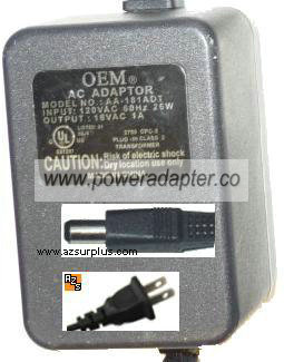 OEM AD-101ADT AC ADAPTER 10VAC 1A 18W ~(~)~ 2x5.5mm POWER SUPPLY - Click Image to Close