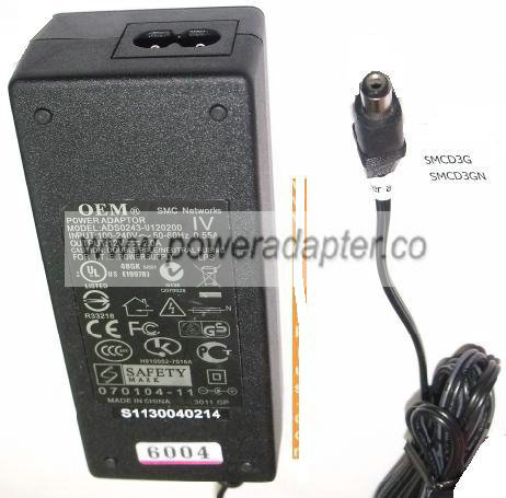 OEM ADS0243-U120200 AC ADAPTER 12Vdc 2A -( )- 2x5.5mm ITE POWER - Click Image to Close