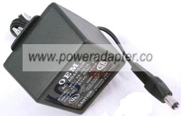 OEM AA-091A AC ADAPTER 9Vac 1A ~(~)~ 2x5.5mm round barrel POWER - Click Image to Close