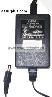 OEM AD-0760DT AC ADAPTER 7.VDC 600mA NEW -( )- 2.1x5.4x10mm - Click Image to Close