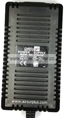 OMEGA UP30434 AC ADAPTER 12V DC 3.6A NEW 2.7x5.5x9.5mm STRAIGHT - Click Image to Close