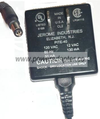 PACE PITE-40 AC ADAPTER 12VAC 130mA PLUG IN POWER SUPPLY - Click Image to Close