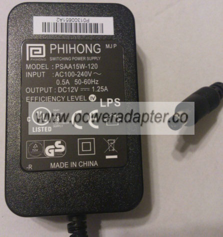PHIHONG PSAA15W-120 AC ADAPTER 12VDC 1.25A NEW 2 x 5.5 x 9.6mm