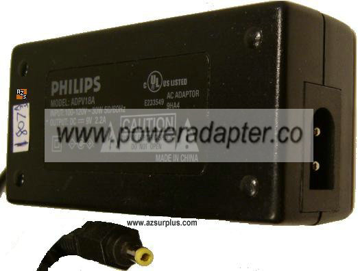 PHILIPS ADPV18A AC DC ADAPTER 9V 2.2A POWER SUPPLY - Click Image to Close