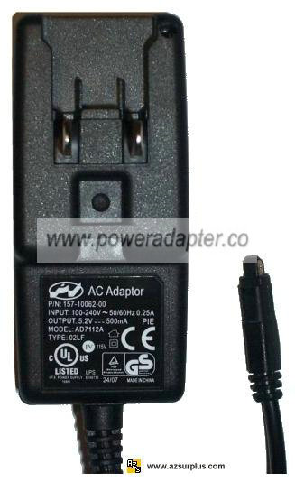 PV AD7112A AC ADAPTER 5.2V 500mA SWITCHING POWER SUPPLY FOR PALM - Click Image to Close