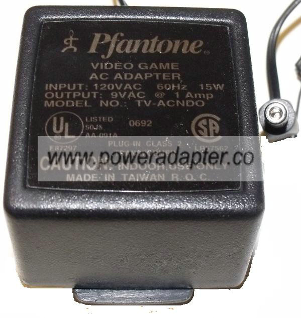 Pfantone TV-ACNDO AC ADAPTER 9VAC 1Amp VIDEO GAME ~ (~) ~ New PO - Click Image to Close