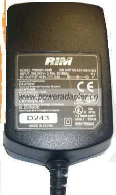 RIM PSM05R-068R DC ADAPTER 6.8V DC 0.5A WALL CHARGER ITE