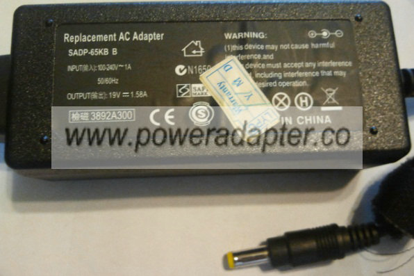 SADP-65KB B AC SWITCHING ADAPTER 19V 1.58A -( )- 1.8x5mm Used 10 - Click Image to Close
