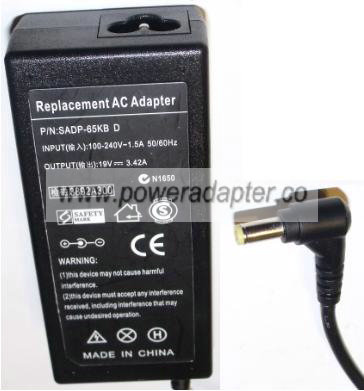 REPLACEMENT SADP-65KB D AC ADAPTER 19V 3.42A NEW 1.8x5.4x12mm 9